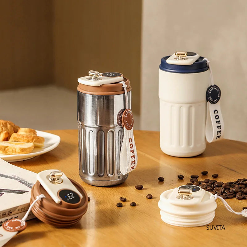 Intelligent Digital LED Temperature Display Coffee Cup Stainless Steel Thermo Bottle Keeps Cold and Heat Business Thermal Mug