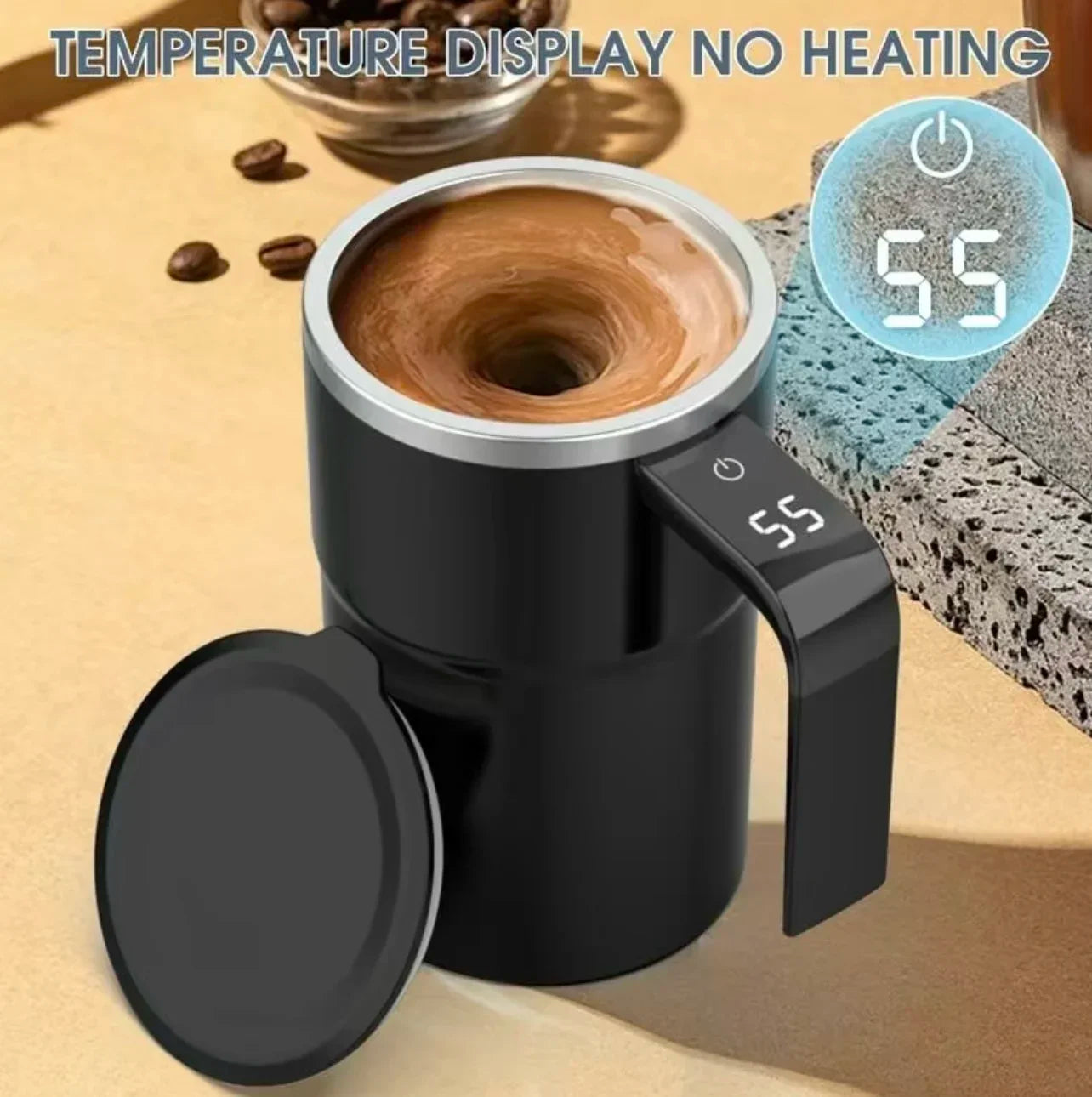 380ML Electric Coffee Self Mixing Mug IP67 Waterproof Coffee Stirring Mug USB Charging Digital Display Automatic Magnetic Cup