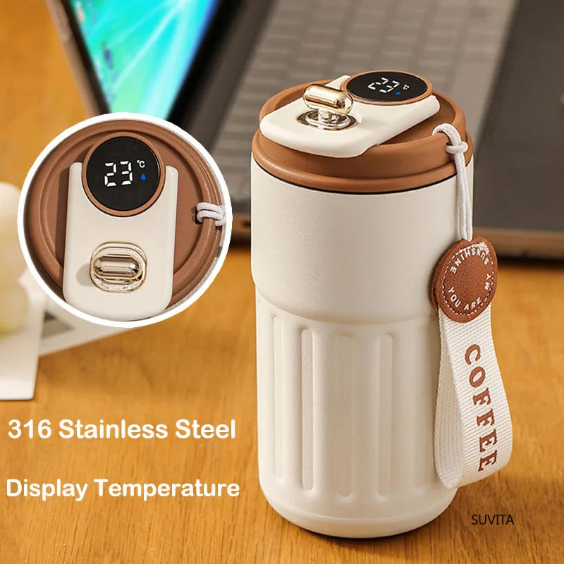 Intelligent Digital LED Temperature Display Coffee Cup Stainless Steel Thermo Bottle Keeps Cold and Heat Business Thermal Mug