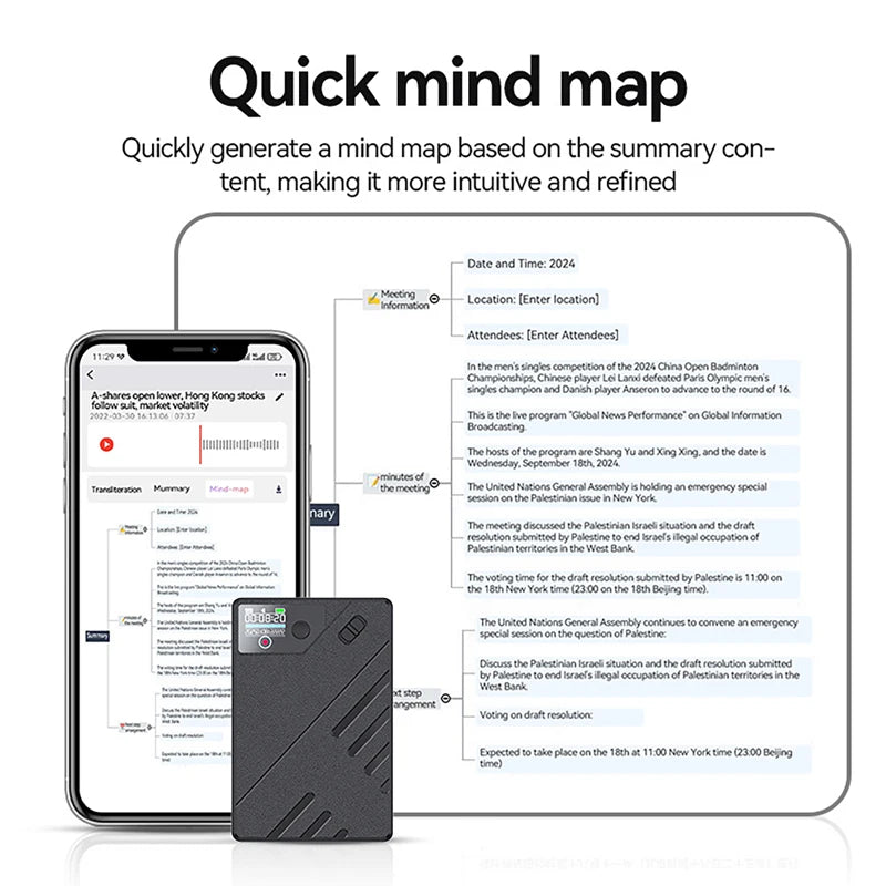 AI Voice Recorder GPT Intelligence APP Control Audio Mind Map Real Time Transcription/Summary/Translation Phone Calls Recording