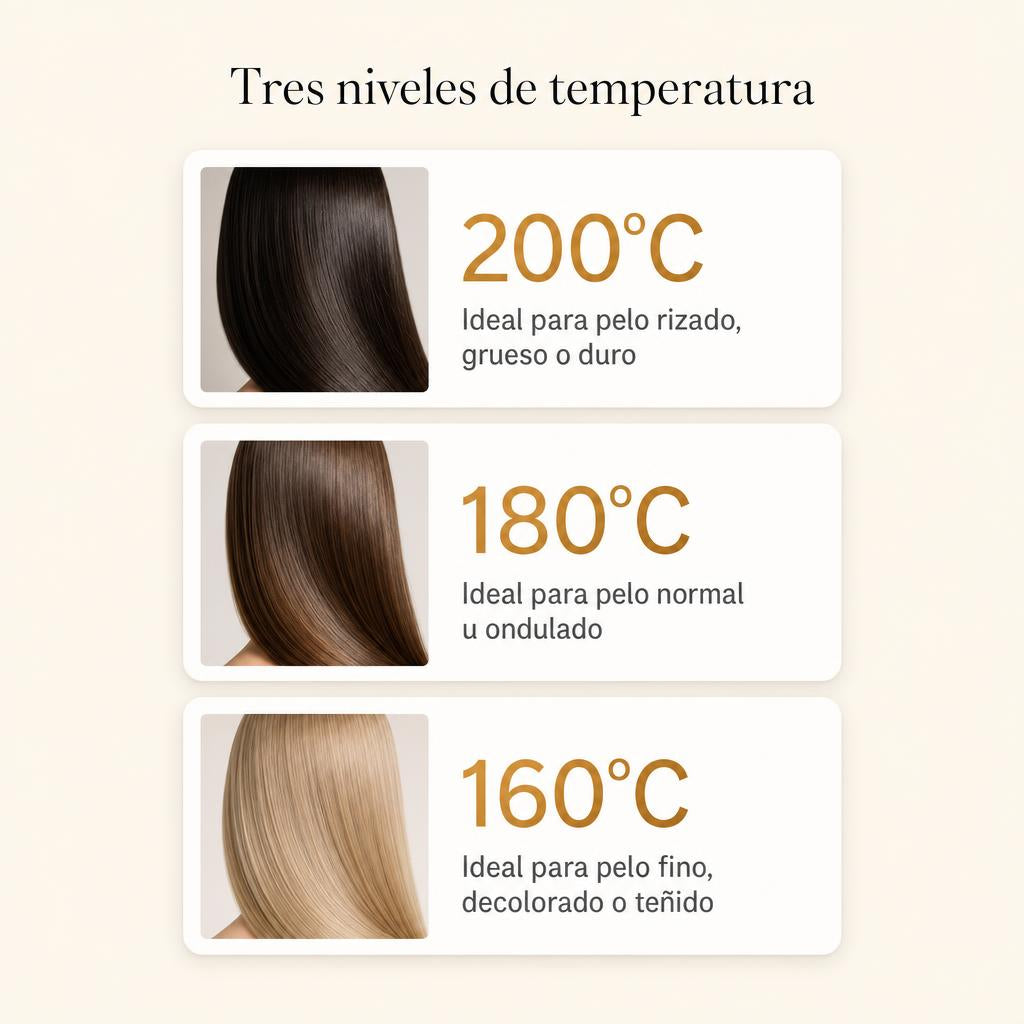 Guía de tres niveles de temperatura: 160°C, 180°C y 200°C