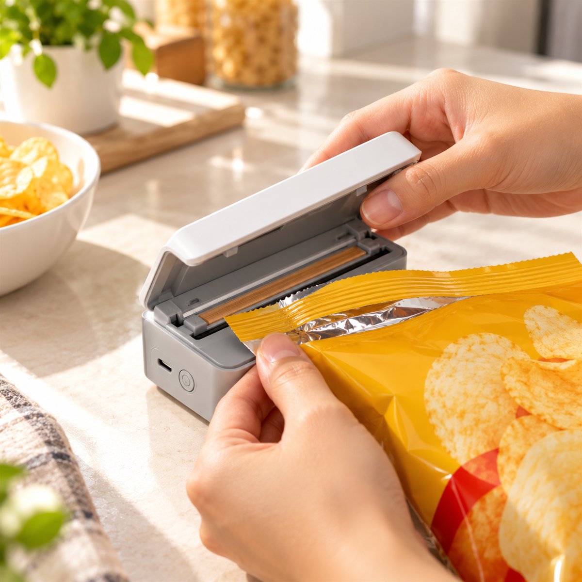 Abre y coloca la bolsa